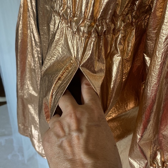 Sweet Rain brand! Metallic Gold/hint of rose Raincoat Size L - Picture 8 of 17